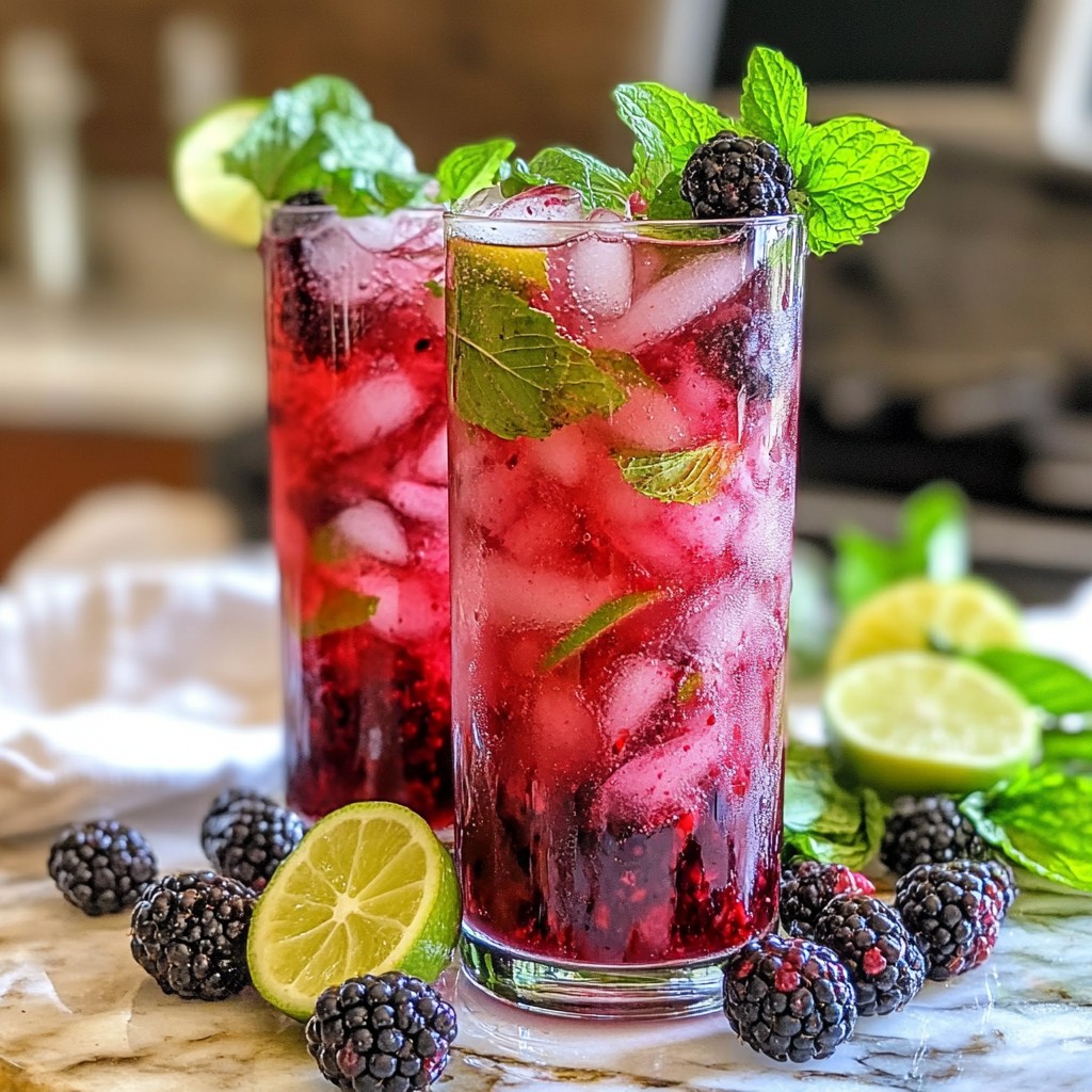 Blackberry Mint Mojito Mocktail Refreshing Summer Drink