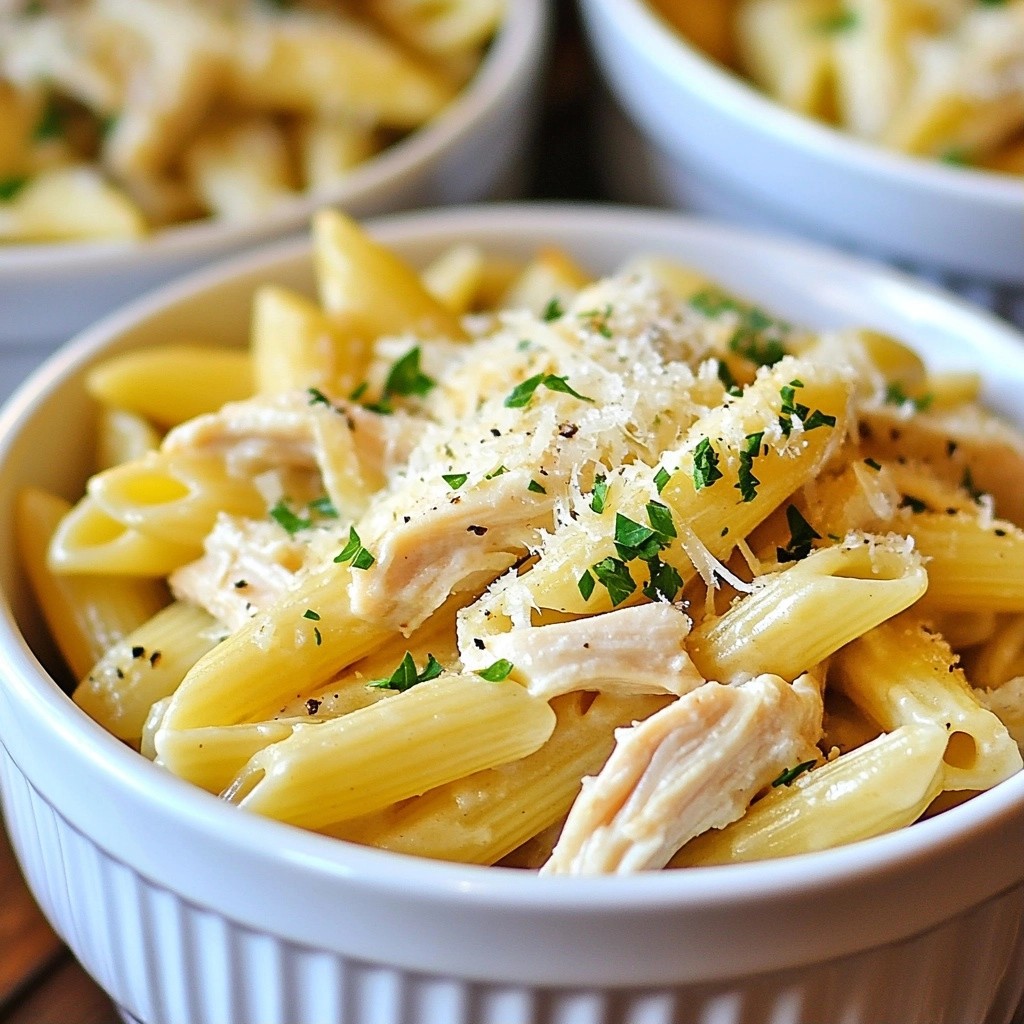 Creamy Crockpot Herb Garlic Chicken Pasta Delight