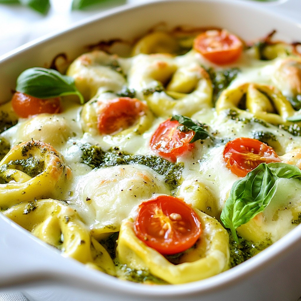 Creamy Pesto Tortellini Bake Simple and Filling Dish