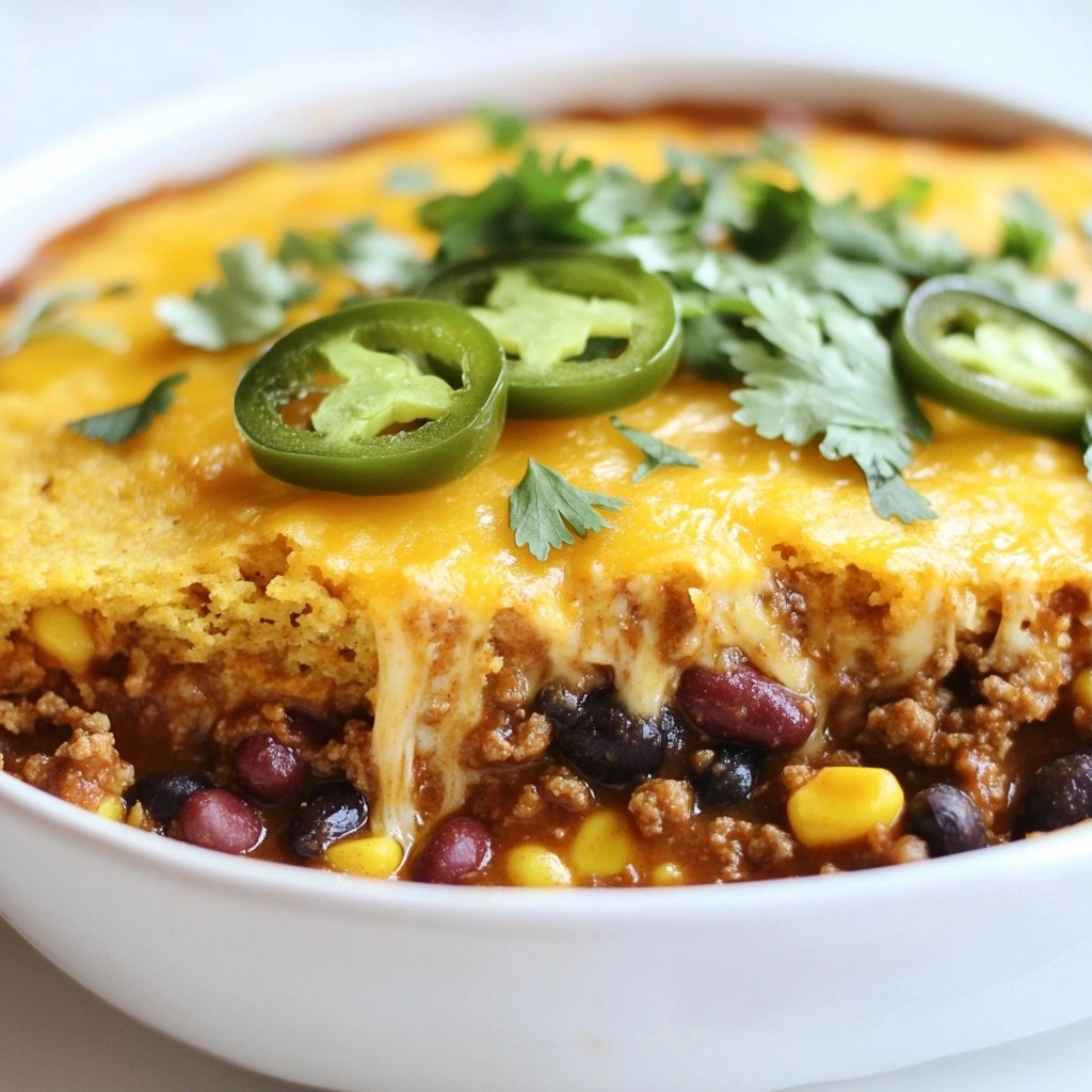 Spicy Slow Cooker Chili Cornbread Casserole Delight
