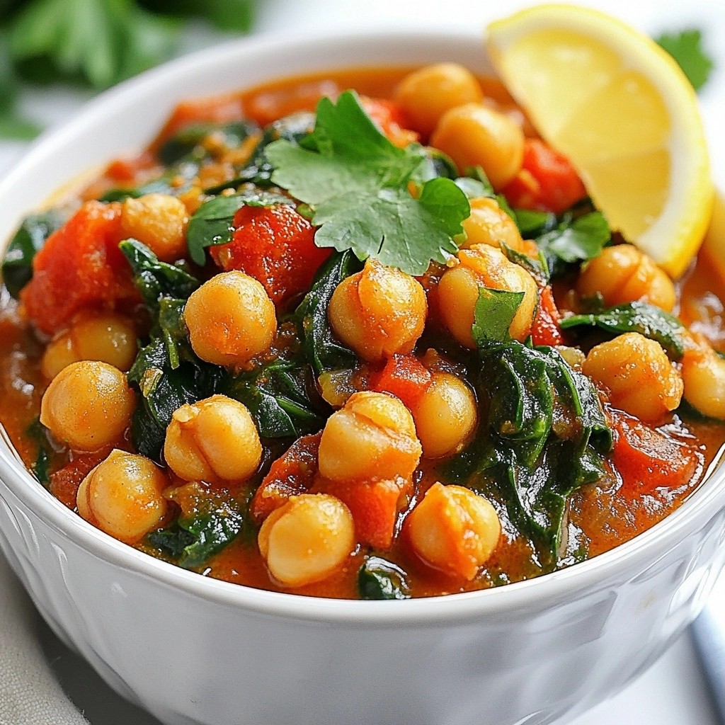 Savory Crockpot Moroccan Chickpea and Spinach Stew