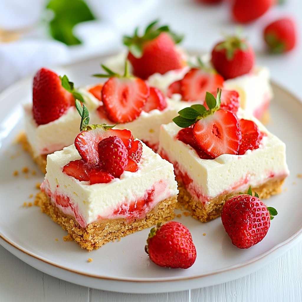 No-Bake Strawberry Cheesecake Bars Easy and Delicious