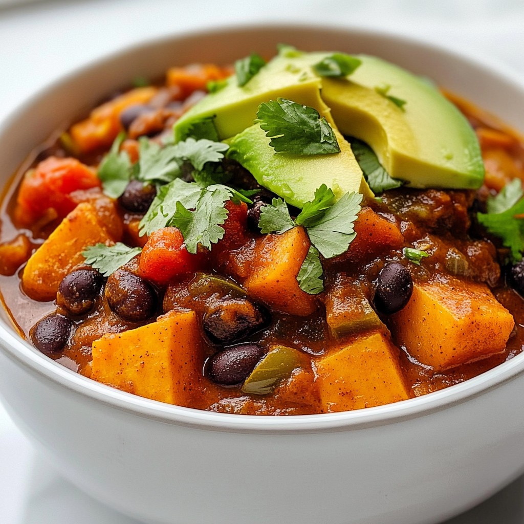 Vegan Sweet Potato Black Bean Chili Flavorful Dish