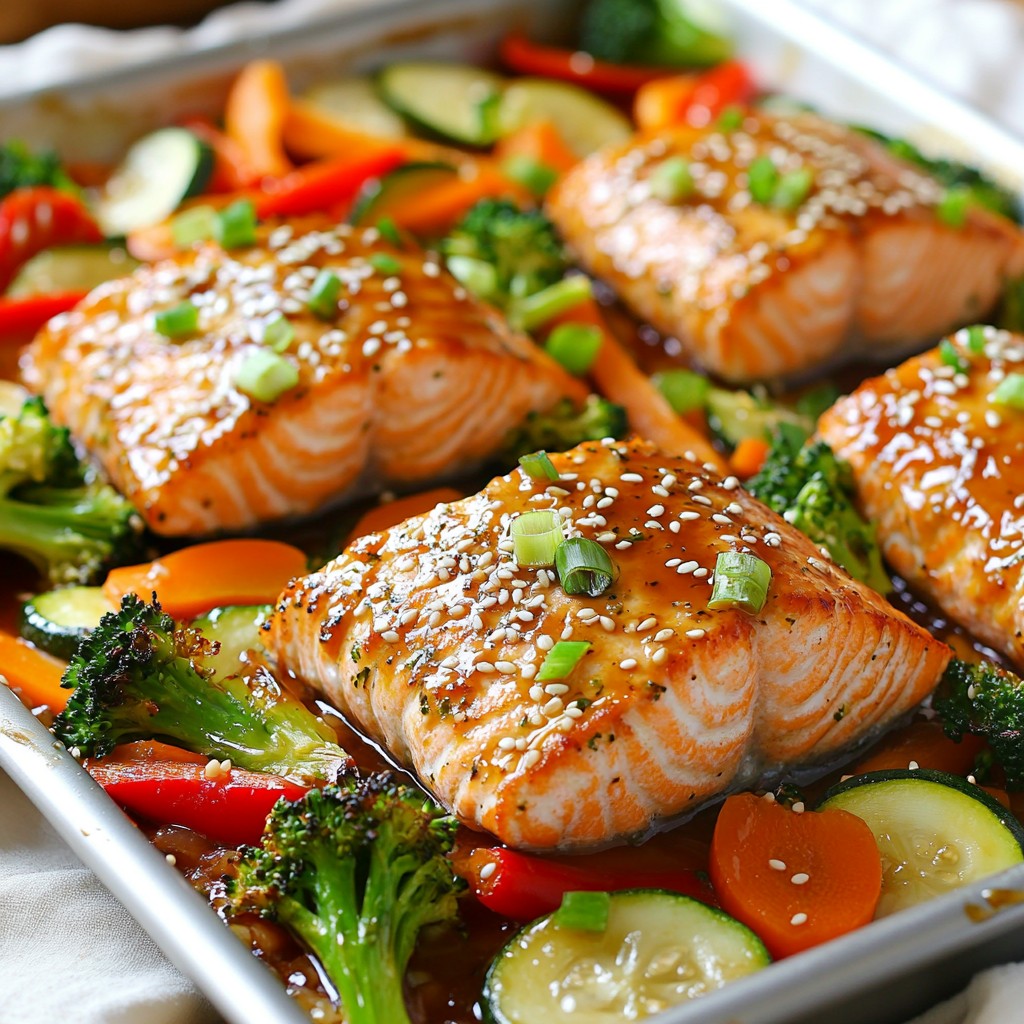 Savory Sheet-Pan Teriyaki Salmon & Veggies Delight