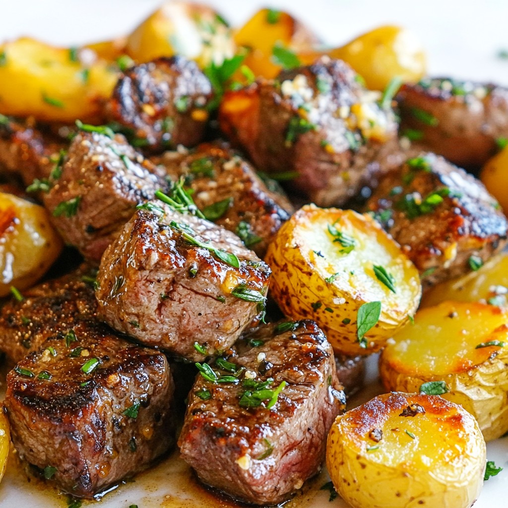 Garlic Butter Steak Bites with Potatoes Delight