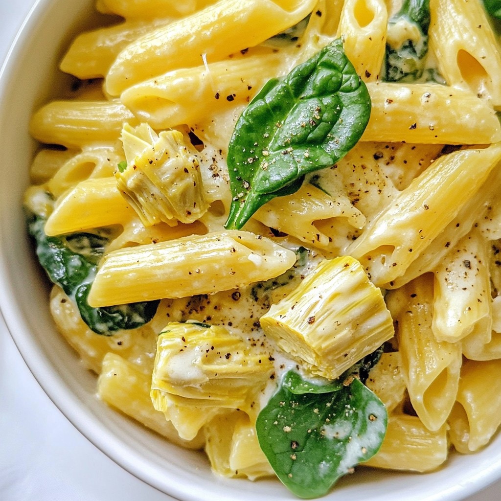 One-Pot Spinach Artichoke Pasta Fast and Flavorful Meal