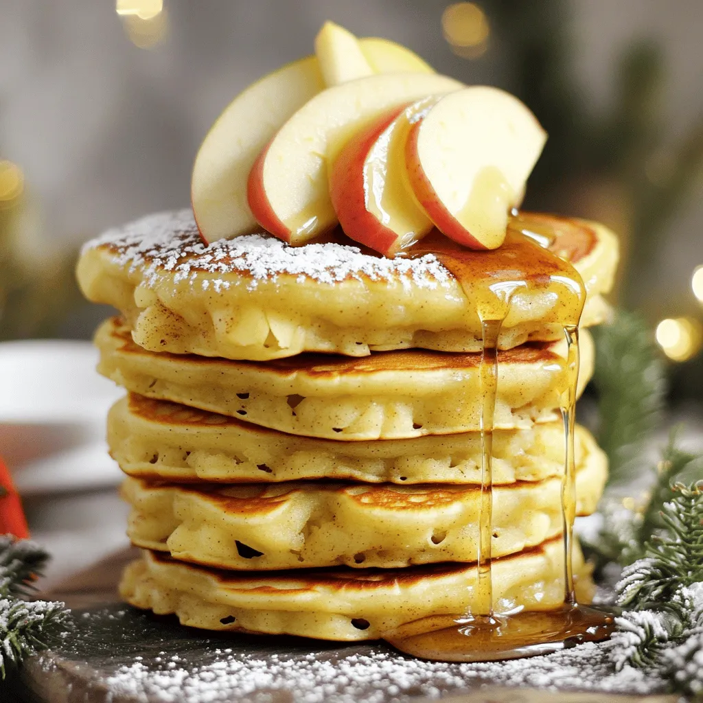 - 1 cup all-purpose flour - 2 tablespoons sugar - 1 tablespoon baking powder - 1/2 teaspoon salt - 1 teaspoon ground cinnamon - 1 cup milk - 2 large eggs - 2 tablespoons melted butter - 1 teaspoon vanilla extract - 1 large apple (Granny Smith or Honeycrisp), peeled, cored, and grated - Butter or oil for cooking - Maple syrup and powdered sugar for serving (optional)